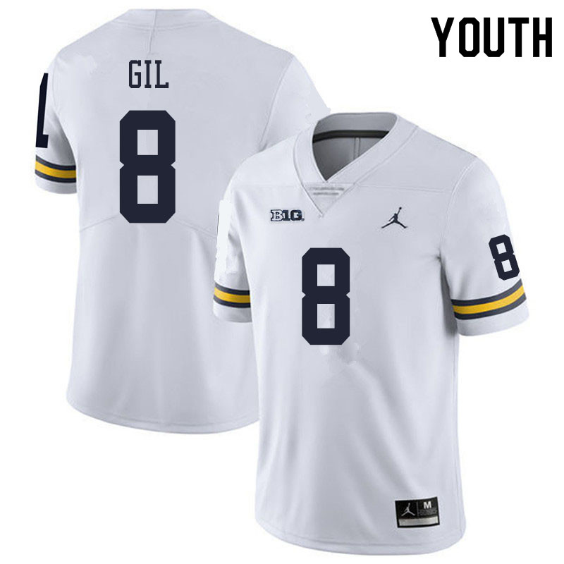 Youth #8 Devin Gil Michigan Wolverines College Football Jerseys Sale-White